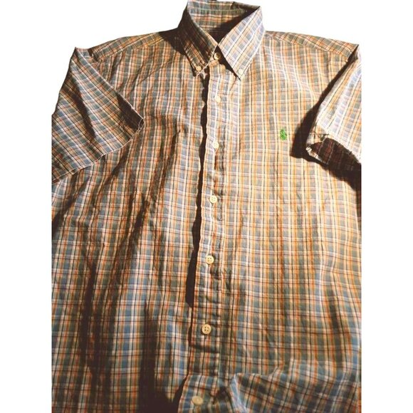 Ralph Lauren Mens Plaid Button-Down Shirt Green Pony Logo Size S Short Sleeve - Picture 3 of 7